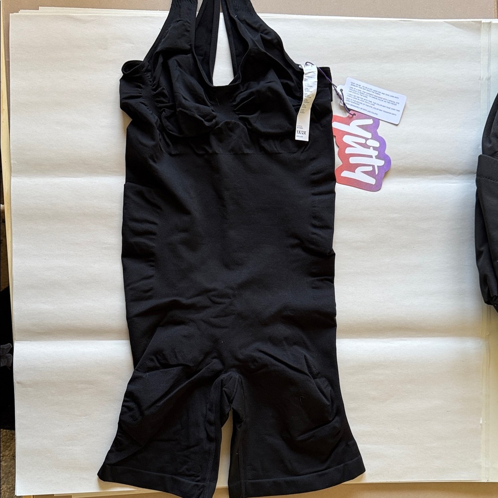 YITTY Black Seamless Shaping Bodysuit with Built-In Bust Support